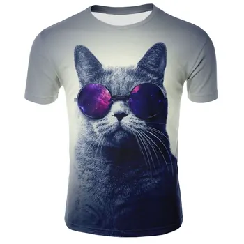 2021 nueva de los hombres y de las mujeres de la moda cool T-shirt pizza cat impresión 3D T-shirt de verano de manga corta T-shirt macho T-shirt 110-6XL