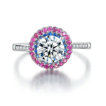 2021 nueva de lujo de color rosa óvalo azul plata de ley 925 anillo de compromiso para las mujeres de la señora aniversario de regalo de la joyería al por mayor R5238