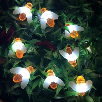 20LED/30LED/40LED de Abeja en Forma de LED Cadena de Luces a pilas de Navidad, Guirnaldas de Luces de Hadas Para la Fiesta de navidad Decoración del Jardín