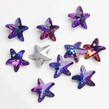 20Pcs 14mm Multicolor de Cristal de Starfish Colgante de Vidrio Suelta Perlas de Encantos Para las Mujeres de la Joyería Collares DIY Pendiente de Resultados