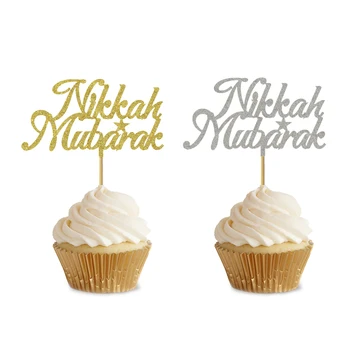 20pcs 3x5Inch Eid Cupcake Topper Nikkah Mubarak Eid Mubarak Hayy Mubarak Umrah Mubarak de la Magdalena de la Chistera Para Eid al-Fitr Decoración