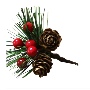 20PCS de Flores Artificiales de Navidad Berry Cono del Pino Ramas de la Casa de la Navidad de la Decoración Floral de la Artesanía