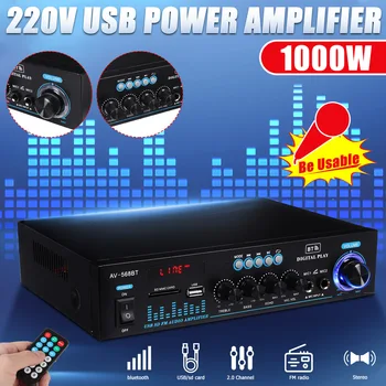 220V Hogar Digital, Amplificadores de Audio Bajo de Potencia de Audio de Bluetooth Nuevo Amplificador de alta fidelidad FM SD USB LED de 1000 VATIOS para el Subwoofer Altavoces