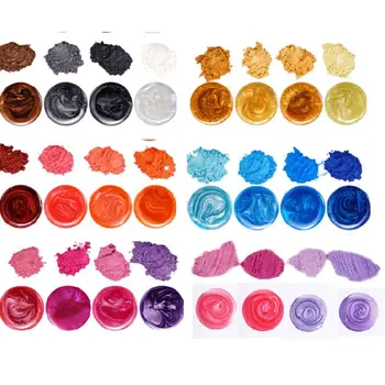 24 Pcs Epoxi Pigmento Nacarado de Polvo de Mica Brillo Sliam DIY Manualidades Hacer Epoxi Pigmento Tonificación de Tinte de la Fabricación de la Joyería Accesorios