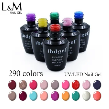24 piezas de gel Color laca de Uñas ibdgel 290 Colores Remoje Color Puro LED/UV Gel de Uñas de Arte de la Pintura de Gel, Manicura Envío Gratis