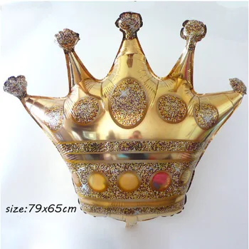 25pcs/lot gran corona de oro de globos de papel de aluminio y 12 pulgadas de metal de látex de confeti de oro globo de helio para la boda de las niñas de la fiesta de cumpleaños decoración