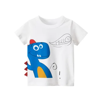 27kids 2-9Years Animal Print Niños Niños Niñas Camiseta Bebé de Algodón de los Niños de Manga Corta Camisetas de Verano Tops Camisa para Niño