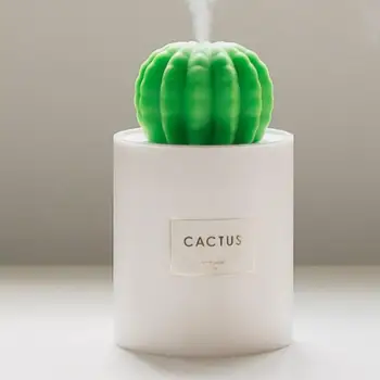 280mL Cactus de Temporización Humidificador de Aire USB de Aromaterapia, Difusor Mist Maker
