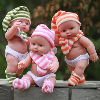 28CM Reborn Baby Doll Vinilo Blando de Silicona Realistas Bebé Recién nacido para la Muchacha de la Navidad Regalo de Cumpleaños de Color al Azar Hablando de Sonido de Juguete