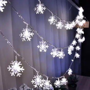 2m 10LED Copo de nieve a la Luz de la Navidad del Árbol de Decoración Para el Hogar 2020 Ornamento de la Navidad Regalo de Navidad Año Nuevo 2021 Navidad Noel
