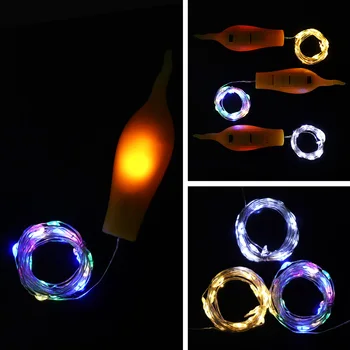 2M 20 LEDS de la Botella de Vino de Luces Con Corcho Construido En la Batería el indicador de Corcho plateadas en Forma de Alambre de Cobre de colores de Hadas Mini Cadena de Luces