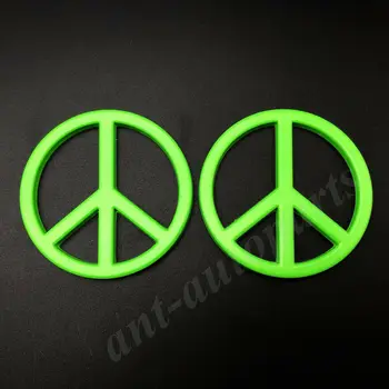 2pcs 3D de Metal Verde Signo de la Paz Contra la guerra Maletero del Coche Insignia Emblema Decal Sticker