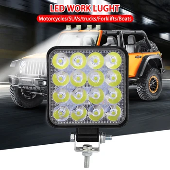 2Pcs 48W Plaza Foco LED Luz de Trabajo de Autos SUV de Conducción de Camiones de la Lámpara de la Niebla para la Reparación de Coches de Camping Senderismo Pesca de los Accesorios del Coche