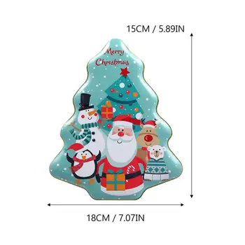 2Pcs de Navidad de Hojalata Cajas de Regalo de Navidad en Forma de Árbol Cajas de Dulces de Regalo Caja