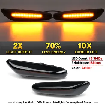 2pcs Dinámica que Fluye LED de Señal de Giro Lateral de la Luz Marcador Interruptor de la Lámpara para BMW E46 E60 E61 E90 E91 E81 E82 E88 X3 X1 X5 E53