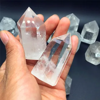 2pcs Envío de la Gota Claro Natural de Cristal de Cuarzo de la piedra preciosa Punto de Meditación de Sanación Reiki Chakra de la Roca de Cristal de Cuarzo Varita de Regalo