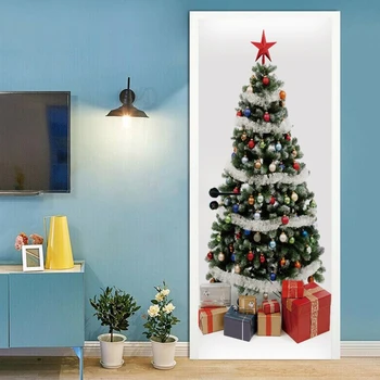 2pcs/set de Navidad Gnome Santa Decorativos de la Puerta del Refrigerador de la etiqueta Engomada Impermeable 11UA