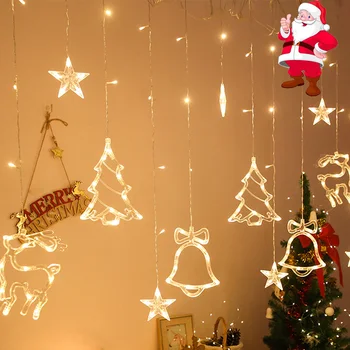 3.5 M LED 220V Ciervos de la Lámpara de Navidad Guirnalda de Cortina de Luz de Hadas de la Cadena de Interior con Luz de Navidad, Adornos Para la Casa de Vacaciones de la Boda