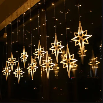 3.5 M LED de la Estrella del Norte de Cortina de Luz de 220V de la UE de Navidad Guirnalda Cadena de Luces de Hadas al aire libre Para la Ventana de la Fiesta de la Boda Decoración de Año Nuevo