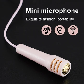 3.5 mm Cable de los Auriculares Profesionales de Karaoke de los Auriculares de la computadora de Mano Micrófono Estéreo Portátil Mini Micrófono Para el Teléfono Móvil