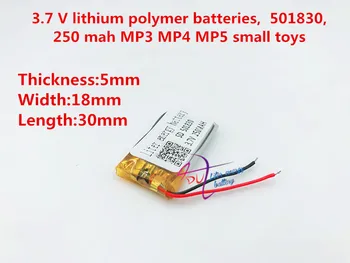 3.7 v 250mAh 501830 de Polímero de Litio LiPo Recargable li-ion Batería Para DIY Mp3 MP4 MP5 GPS bluetooth auriculares auricular juguetes