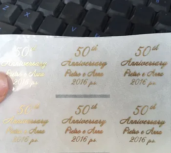 3 cm Aniversario personalizados etiquetas de plata 25 de oro 50 matrimonio partido gracias a los regalos de recuerdo faovor sellos de la etiqueta engomada