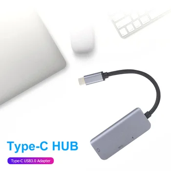 3 en 1 USB 3.1 Convertidor HUB de la Aleación de Aluminio HDMI 87W de Tipo C, USB3.0 Adaptador