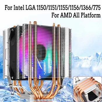 3 patillas Cuatro de Calor de Tubos del Ventilador de Refrigeración de Doble Torre RGB Cooler de la CPU Disipador de calor Para Intel 775/1150/1151/1155/1156/1366 y AMD Para HUANANZHI
