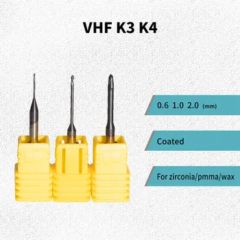 3 piezas de VHF K3/K4 Recubierto de fresado fresas de óxido de circonio diamante recubierto por la máquina de fresado