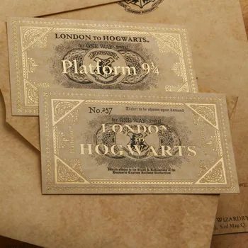 30Pcs/ 50Pcs/ 100Pcs Potter Hogwart Londres Express Réplica del Billete de Tren Dorado de Papel