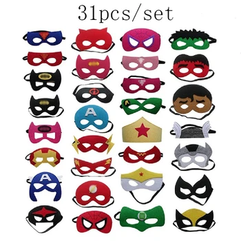 31pcs/Super Héroe de Cosplay de la Máscara de Halloween Vestido de Fiesta Hasta el Traje de Máscara de los Niños de la Fiesta de Cumpleaños de Superhéroes Favor Regalos Envío Gratis