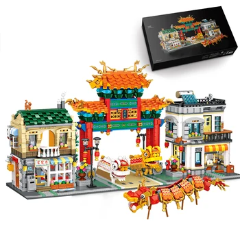 3581Pcs Calle de la Ciudad de la Vista de los Bloques Antiguo barrio chino Modelo de Arquitectura de Ladrillos de juguete (No Compatible con Pequeñas Partículas de Bloques)