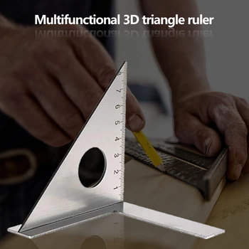 3D Carpintería Triángulo Regla de Diseño Cuadrado de Inglete Triángulo Regla de 45/90 Grado de Medición Precisos de Medición de Herramienta de Aleación de Aluminio