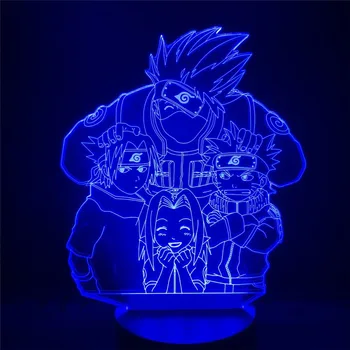 3D de la Lámpara de Noche Led Luz de Naruto niños de la Historieta de Kakashi Sasuke Sakura Japonés Anime Manga Amistad Cómic Sensor de la Lámpara lámpara de noche