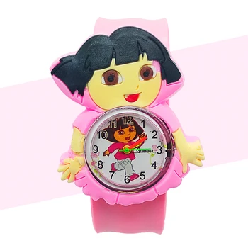 3D Dora la Princesa de las Niñas Juguete Relojes de los Niños los Niños de Cuarzo Reloj de la Palmada del Silicón de la Correa del Niño del Reloj de los Juguetes de los Niños del Bebé del Regalo de la Navidad