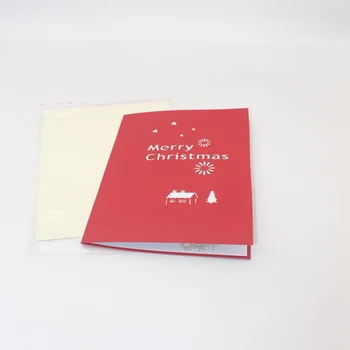 3D hecho a Mano Feliz Navidad Blanco Copo de nieve Bosque de Árboles de Elk Papel para Tarjetas de Felicitación Postal de Año Nuevo de los Niños Amigo de Empresa de Regalo