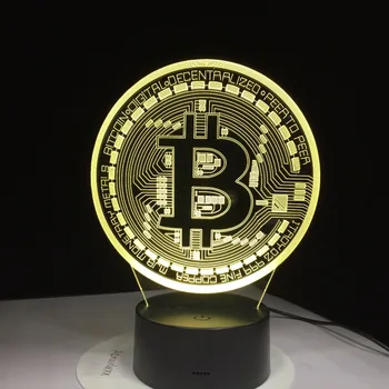 3D Led Lámpara de Bitcoin Signo de la Modelización de las Luces de la Noche 7 Colorido Usb Moneda Lámpara de Escritorio Bebé Dormitorio para Dormir Accesorio de Iluminación de la Decoración Regalos