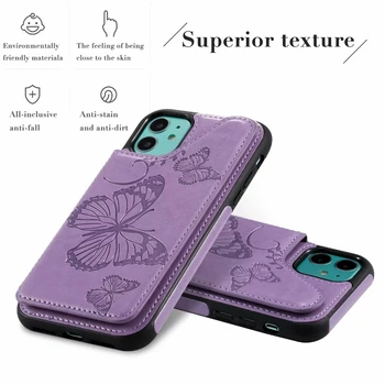 3D Mariposa de Cuero del Caso para el iPhone XS 11 Pro Max XR X Flip Wallet Cubierta para el iPhone 8 7 6 6 Plus SE 2020 11Pro de la caja del Teléfono