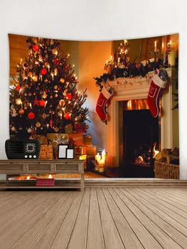 3d árbol de Navidad tapiz de la fiesta de Navidad de la Decoración de la pared que cuelga Galería cubierta de la cama mantel de Navidad Tapiz