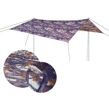 3m X 3m Parasol Tienda de campaña de Camuflaje al aire libre Multifuncional Dosel protector solar Impermeable de la Playa sin biela Carpa resistente al Desgarro Paraguas
