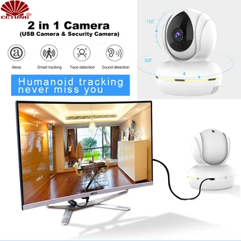 3MP PTZ USB Webcam para Video Online Demo Show & Remoto de Alarma de su Casa Wifi de la Cámara de Seguridad con Smart AI Control de Voz AMZ Alexa