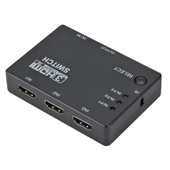 3x1 compatible con HDMI Splitter 3 Puertos de Vídeo de 1080P HDMI Conmutador de Splitter con control Remoto Caja Divisora Adaptador HDMI para HDTV DVD PS3