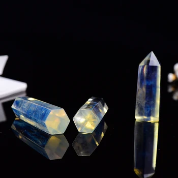 4-7cm 1pcs Artificial Amarillo fundición de cristal varita punto de piedra BRICOLAJE decoración para el hogar de cristal hexagonal