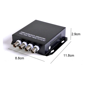 4 canales de Fibra óptica de vídeo transceptor con 1 inversa de datos RS485 solo modo de FC interfaz de 20KM AHD/CVI