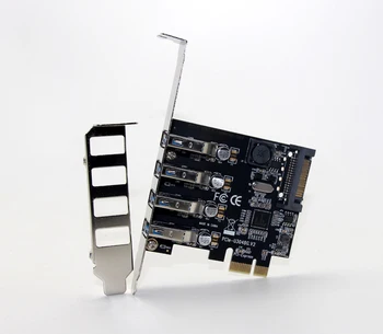 4 Puertos USB 3.0 5Gbps PCI-Express X1 Tarjeta de Adaptador de BUJE de Soporte de Soporte de Bajo Perfil