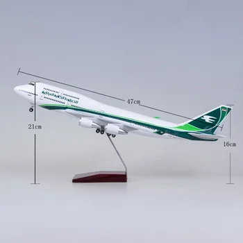 47 cm avión modelo juguetes 747 IRAQUÍ airways modelo de la aeronave con la luz y la rueda de la escala 1/150 fundido aleación de plástico plano