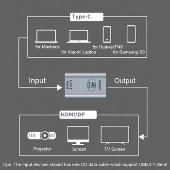 4K@60Hz USB-C para Adaptador HDMI de Tipo C, Hembra a HDMI Macho Conversor Para Macbook Pro de SAMSUNG, XIAOMI Aire HP ASUS Superficie Libro 2