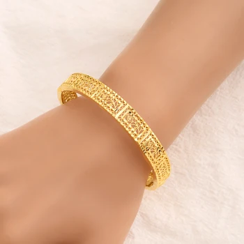 4pcs 24K Dubai brazaletes Etíope de la joyería de las pulseras para las mujeres de la boda Africana de la joyería De los Brazaletes de los regalos de Parte