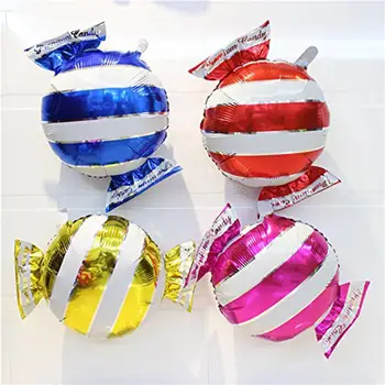4PCS/8 piezas de Dulces de Globos Lollipop Globos de Aluminio de Globos Para Fiesta de Cumpleaños Decoración (Punto Y Raya)
