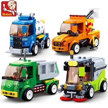 4Pcs/lot Simcity Municipal de Vehículos Automóviles de Bloques de Construcción de los Conjuntos de Brinquedos Playmobil Creador de los Ladrillos de los Juguetes Educativos para Niños